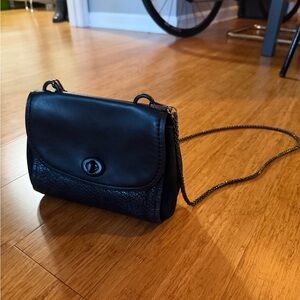 Coach Faye Black Leather and Suede Shoulder Bag